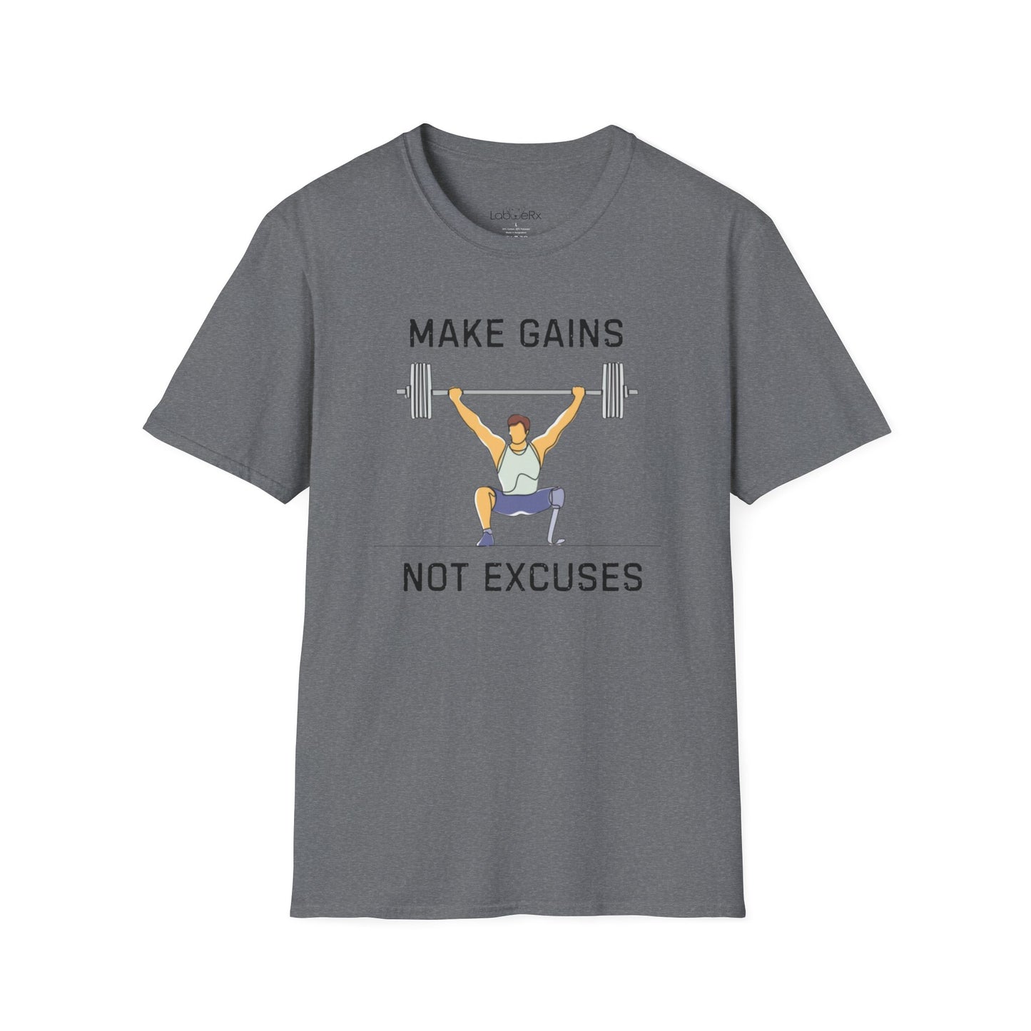 MAKE GAINS NOT EXCUSES Male Competition Team T-Shirt - Unisex